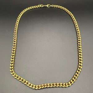 Thick Gold Tone Chain Link Necklace Bold Chunky Statement